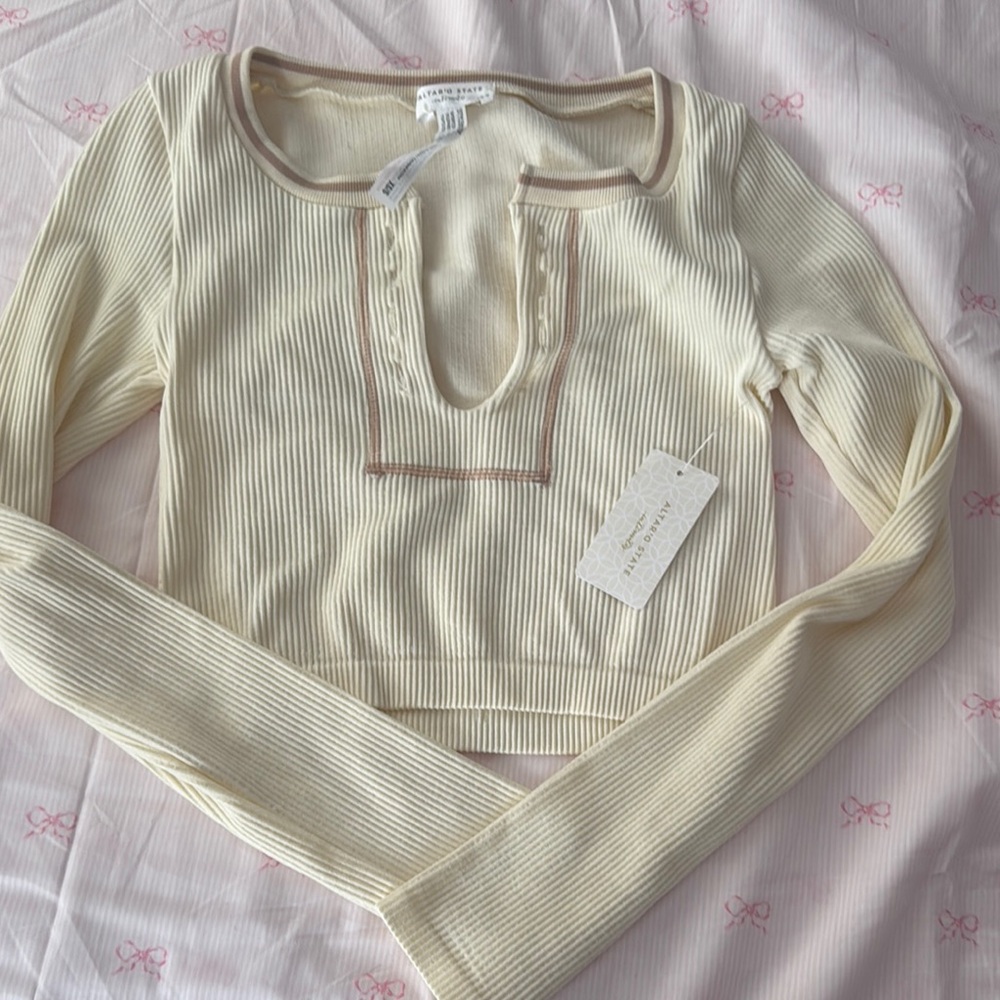 Altar'd State Multicolored Long Sleeve Crop Blouse